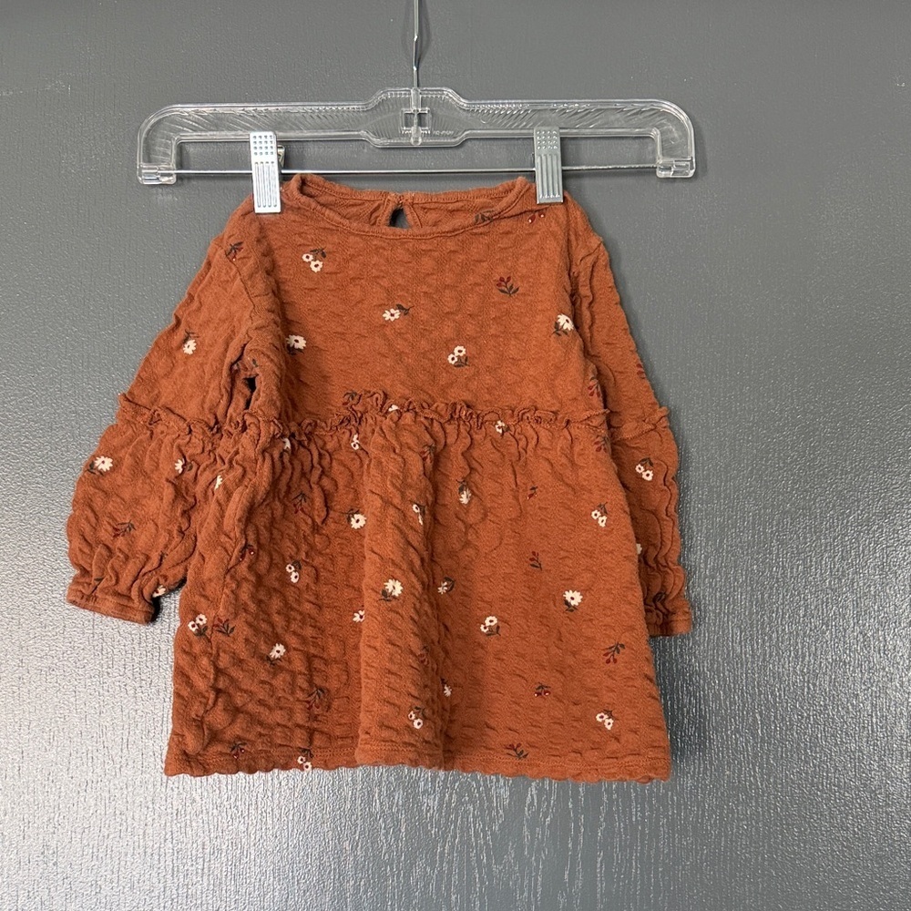 Adorable Floral Kids Dress in Rust